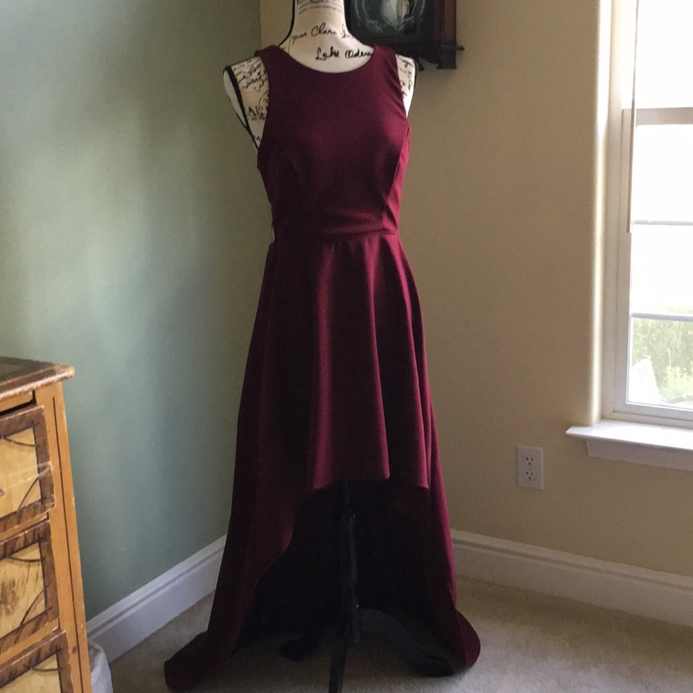 Windsor High Low Maroon Prom Dress